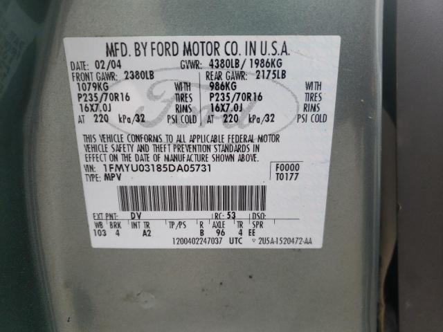 Photo 10 from auction – 2005 FORD ESCAPE with VIN 1FMYU03185DA05731