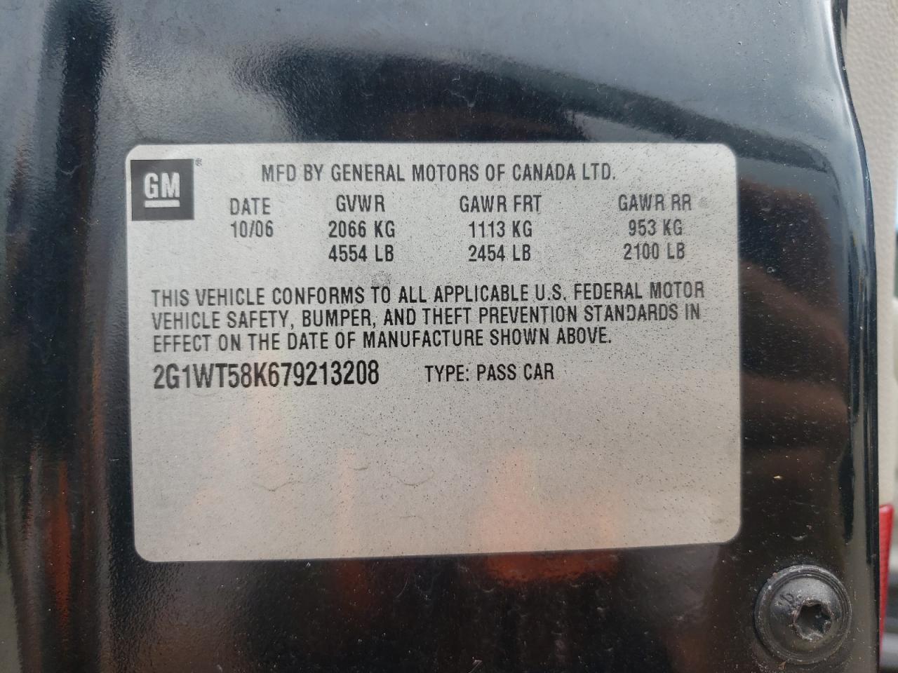 Photo 10 from auction – 2007 CHEVROLET IMPALA LT with VIN 2G1WT58K679213208