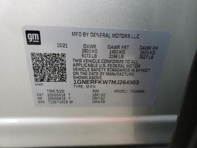 Photo 10 from auction – 2021 CHEVROLET TRAVERSE L with VIN 1GNERFKW7MJ264503