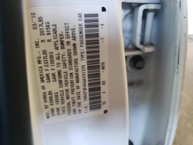 Photo 10 from auction – 2010 HONDA ACCORD LXP with VIN 1HGCP2F45AA101370
