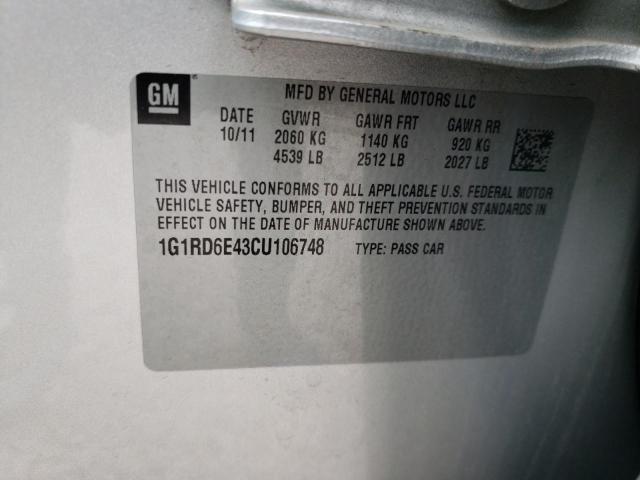 Photo 10 from auction – 2012 CHEVROLET VOLT with VIN 1G1RD6E43CU106748
