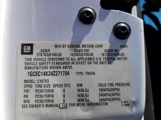 Photo 1 from auction – 2004 CHEVROLET SILVERADO with VIN 1GCEC14X24Z271704
