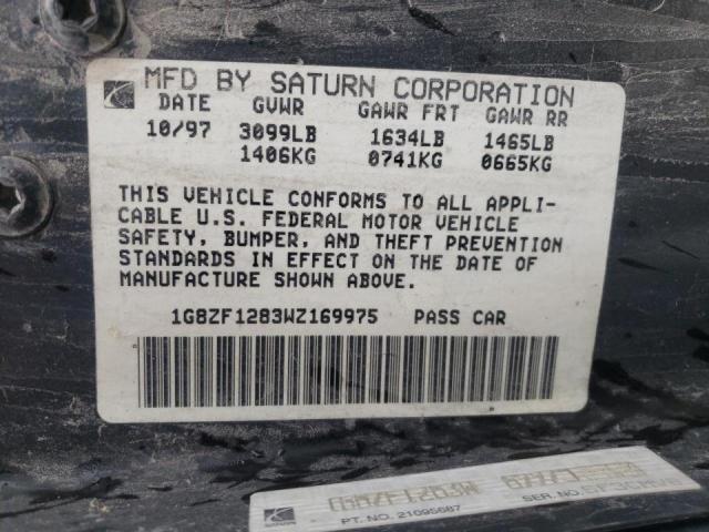 Photo 10 from auction – 1998 SATURN SC1 with VIN 1G8ZF1283WZ169975