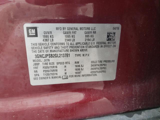 Photo 10 from auction – 2016 CHEVROLET TRAX 1LT with VIN 3GNCJPSB2GL213781