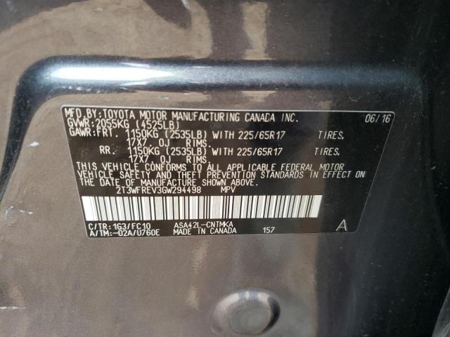 Photo 10 from auction – 2016 TOYOTA RAV4 XLE with VIN 2T3WFREV3GW294498