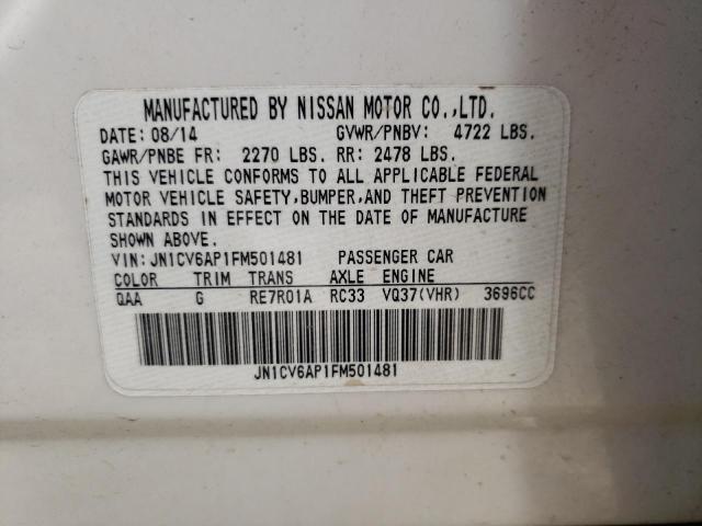Photo 10 from auction – 2015 INFINITI Q40 with VIN JN1CV6AP1FM501481