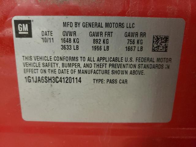 Photo 10 from auction – 2012 CHEVROLET SONIC LS with VIN 1G1JA6SH3C4120114