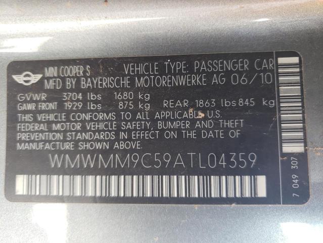 Photo 10 from auction – 2010 MINI COOPER CLU with VIN WMWMM9C59ATL04359