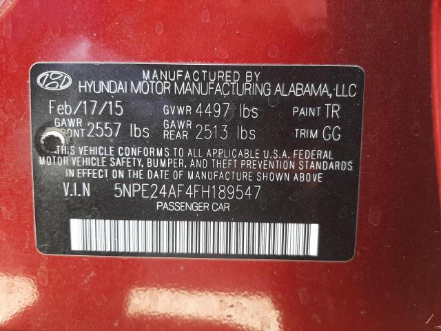 Photo 10 from auction – 2015 HYUNDAI SONATA SE with VIN 5NPE24AF4FH189547