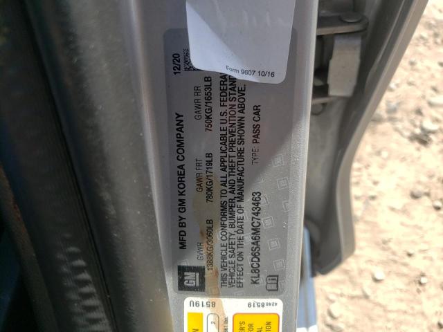 Photo 10 from auction – 2021 CHEVROLET SPARK 1LT with VIN KL8CD6SA6MC743463