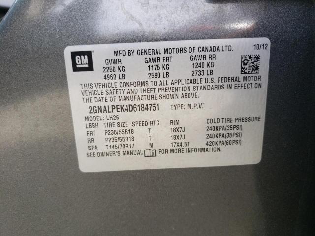 Photo 10 from auction – 2013 CHEVROLET EQUINOX LT with VIN 2GNALPEK4D6184751