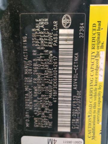 Photo 10 from auction – 2010 TOYOTA CAMRY BASE with VIN 4T1BF3EK6AU042617
