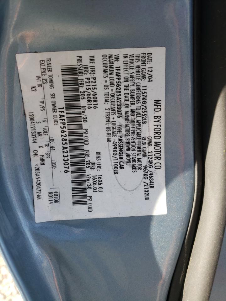 Photo 10 from auction – 2005 FORD TAURUS SEL with VIN 1FAFP56285A233076