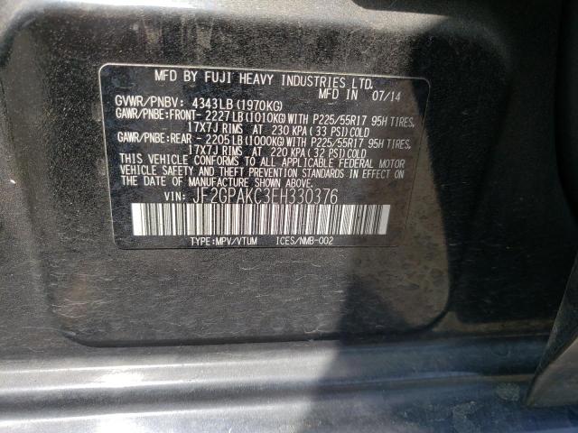 Photo 10 from auction – 2014 SUBARU XV CROSSTR with VIN JF2GPAKC3EH330376