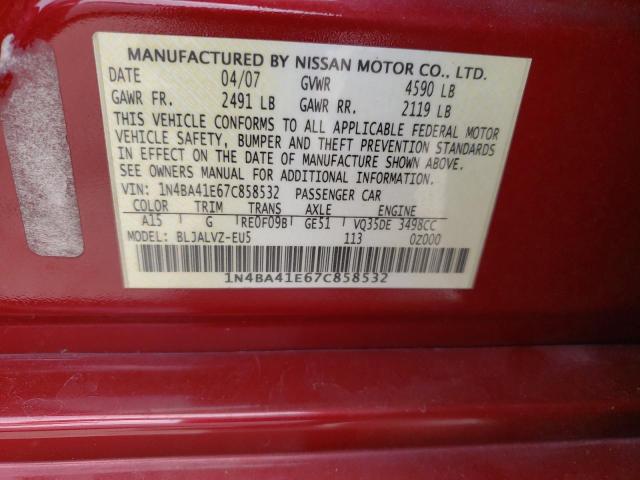 Photo 10 from auction – 2007 NISSAN MAXIMA SE with VIN 1N4BA41E67C858532