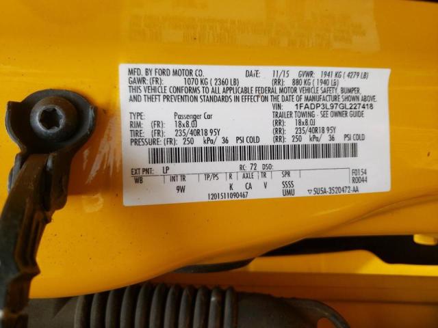 Photo 10 from auction – 2016 FORD FOCUS ST with VIN 1FADP3L97GL227418