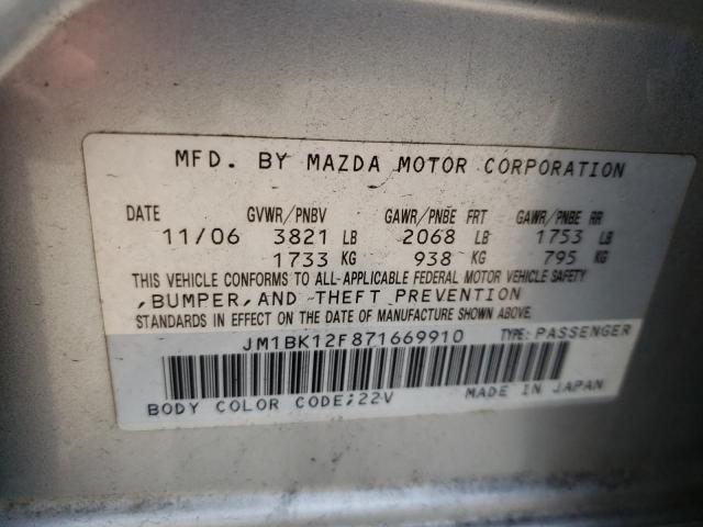 Photo 10 from auction – 2007 MAZDA 3 I with VIN JM1BK12F871669910