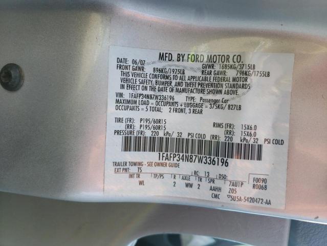 Photo 10 from auction – 2007 FORD FOCUS ZX4 with VIN 1FAFP34N87W336196