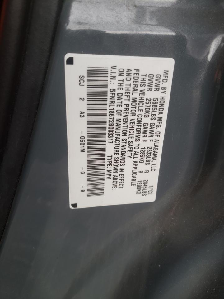 Photo 11 from auction – 2002 HONDA ODYSSEY EX with VIN 5FNRL18672B003317