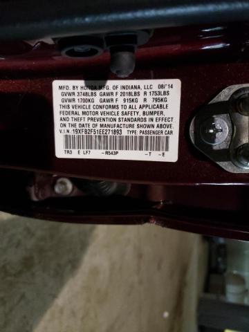 Photo 10 from auction – 2014 HONDA CIVIC LX with VIN 19XFB2F51EE271893