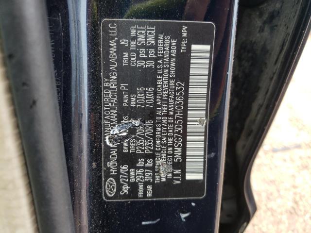 Photo 10 from auction – 2007 HYUNDAI SANTA FE G with VIN 5NMSG73D57H036532