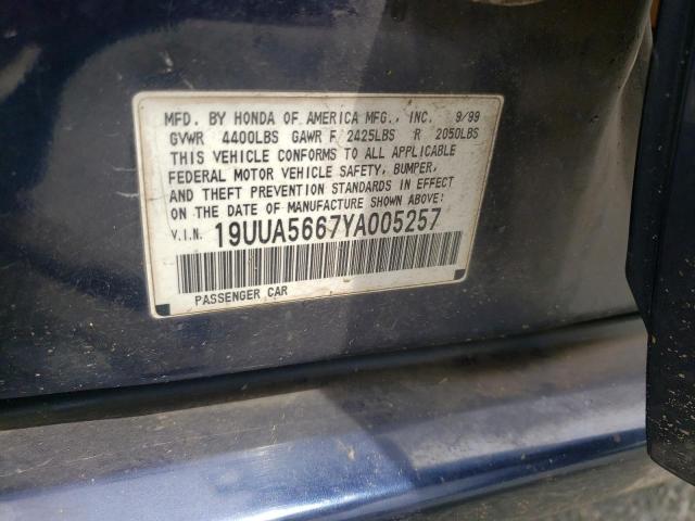 Photo 10 from auction – 2000 ACURA 3.2TL with VIN 19UUA5667YA005257