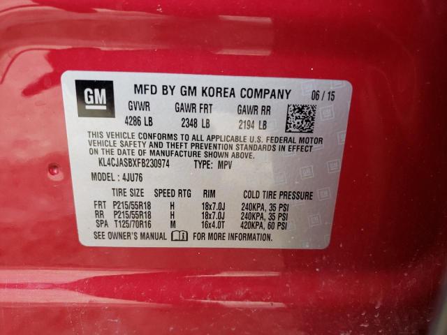 Photo 10 from auction – 2015 BUICK ENCORE with VIN KL4CJASBXFB230974