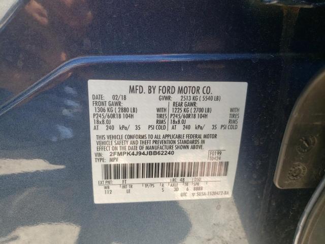Photo 10 from auction – 2018 FORD EDGE SEL with VIN 2FMPK4J94JBB62240