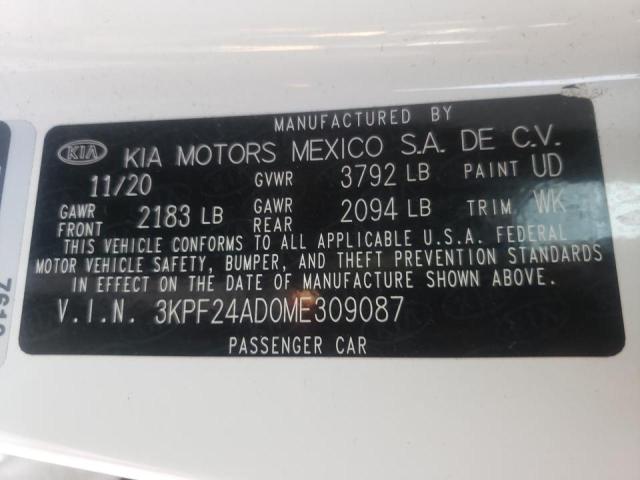 Photo 10 from auction – 2021 KIA FORTE FE with VIN 3KPF24AD0ME309087