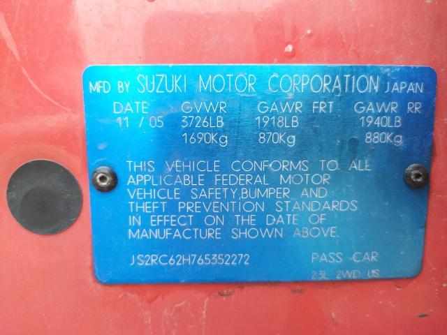 Photo 10 from auction – 2006 SUZUKI AERIO with VIN JS2RC62H765352272
