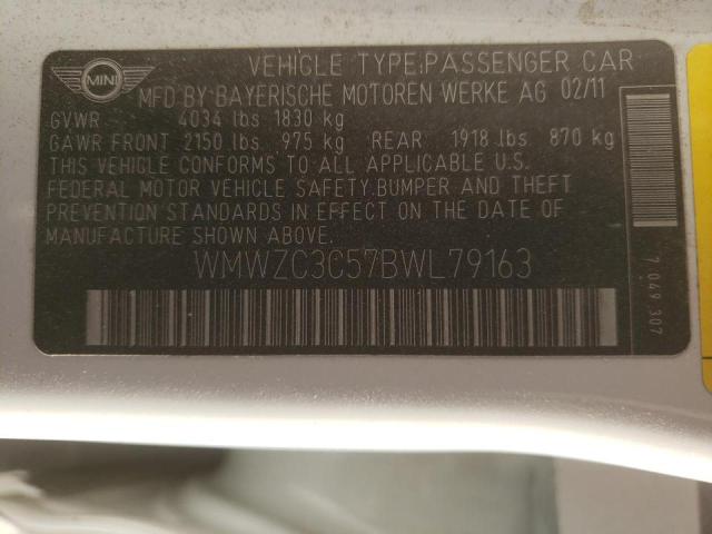 Photo 10 from auction – 2011 MINI COOPER S C with VIN WMWZC3C57BWL79163