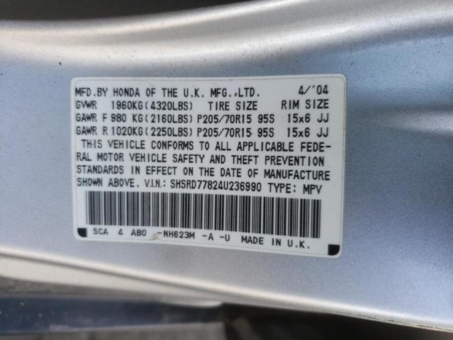 Photo 1 from auction – 2004 HONDA CR-V EX with VIN SHSRD77824U236990
