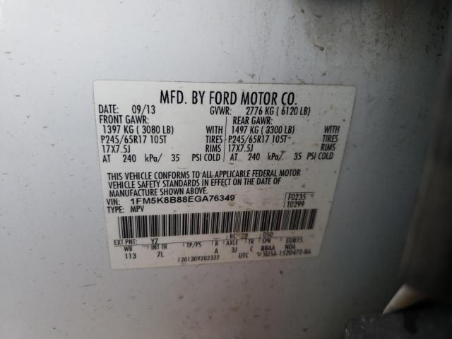 Photo 10 from auction – 2014 FORD EXPLORER with VIN 1FM5K8B88EGA76349