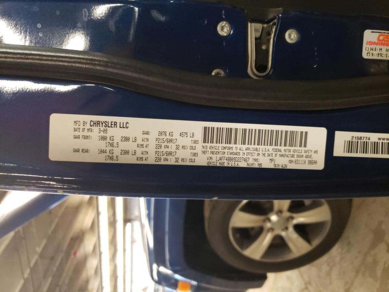 Photo 10 from auction – 2009 JEEP PATRIOT LI with VIN 1J4FF48B09D227467