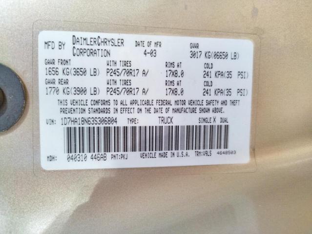 Photo 10 from auction – 2003 DODGE RAM 1500 S with VIN 1D7HA18N63S306804