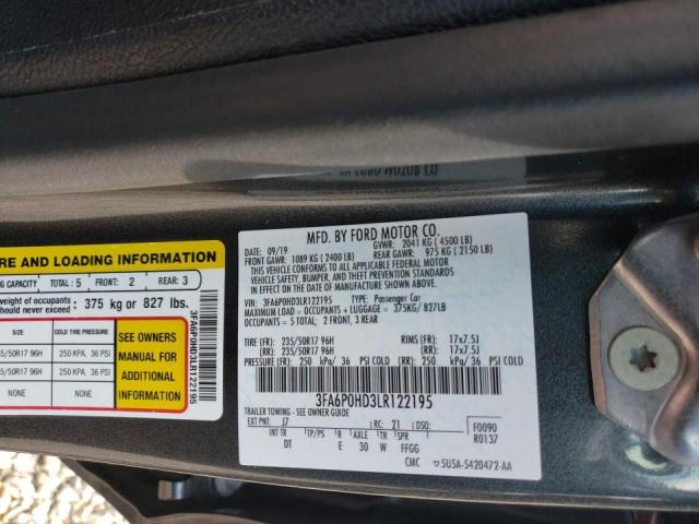 Photo 10 from auction – 2020 FORD FUSION SE with VIN 3FA6P0HD3LR122195