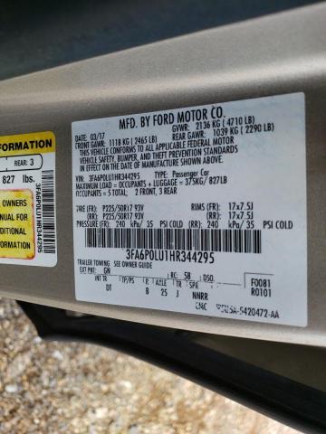 Photo 10 from auction – 2017 FORD FUSION SE with VIN 3FA6P0LU1HR344295