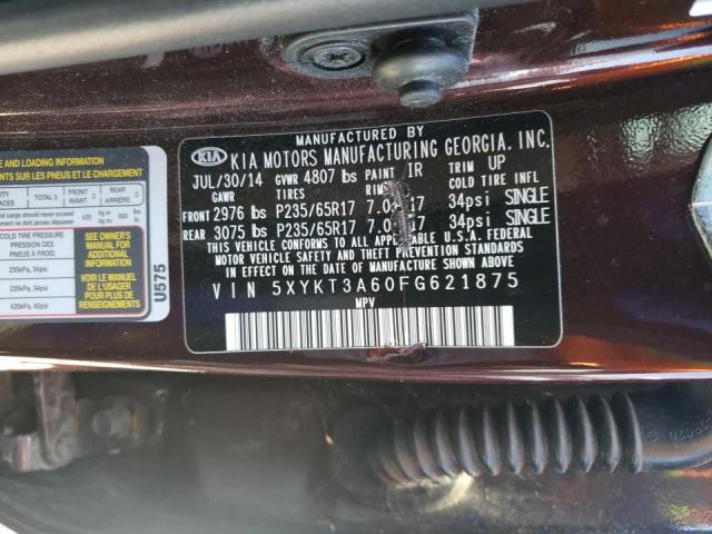 Photo 10 from auction – 2015 KIA SORENTO LX with VIN 5XYKT3A60FG621875