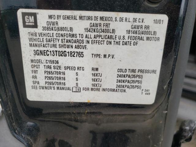 Photo 10 from auction – 2002 CHEVROLET AVALANCHE with VIN 3GNEC13T02G182765