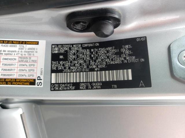 Photo 10 from auction – 2007 TOYOTA 4RUNNER SR with VIN JTEBU14R570118160