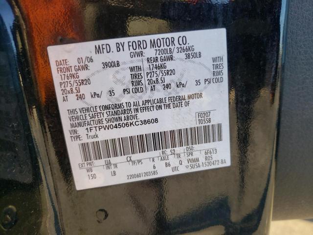 Photo 10 from auction – 2006 FORD F150 with VIN 1FTPW04506KC38608