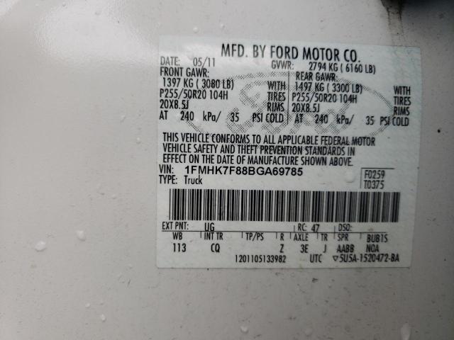 Photo 10 from auction – 2011 FORD EXPLORER L with VIN 1FMHK7F88BGA69785