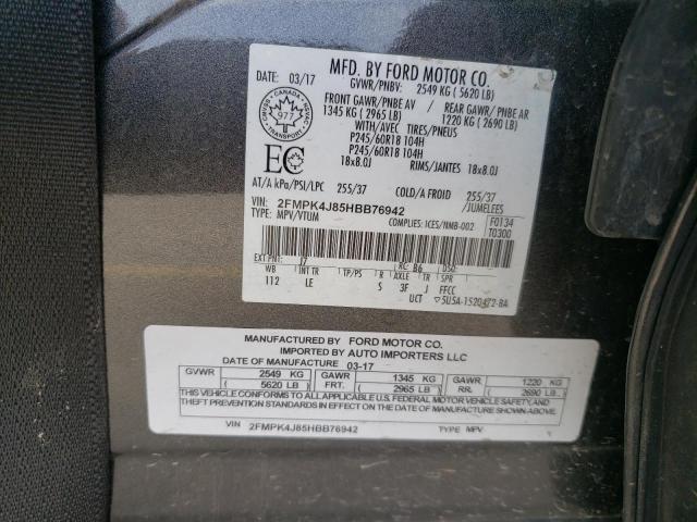 Photo 10 from auction – 2017 FORD EDGE SEL with VIN 2FMPK4J85HBB76942