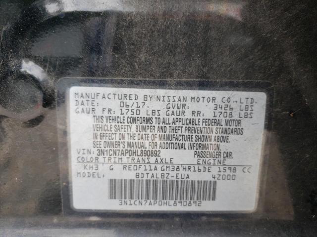 Photo 10 from auction – 2017 NISSAN VERSA S with VIN 3N1CN7AP0HL890892