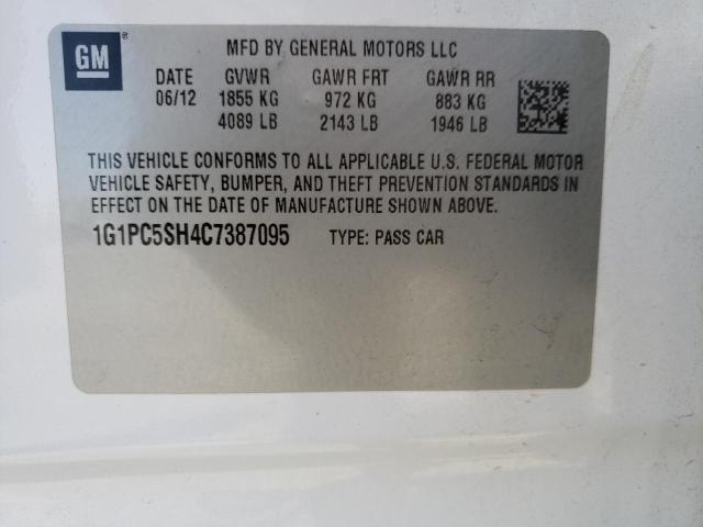 Photo 10 from auction – 2012 CHEVROLET CRUZE LS with VIN 1G1PC5SH4C7387095