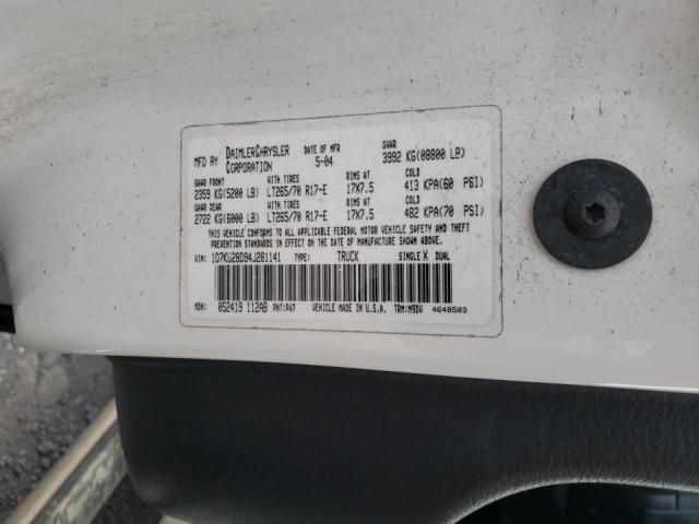 Photo 10 from auction – 2004 DODGE RAM 2500 S with VIN 1D7KU28D94J281141