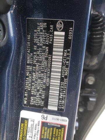 Photo 10 from auction – 2014 TOYOTA CAMRY L with VIN 4T1BF1FK3EU800082