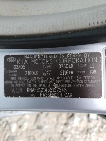 Photo 10 from auction – 2005 KIA SPECTRA LX with VIN KNAFE121455157545