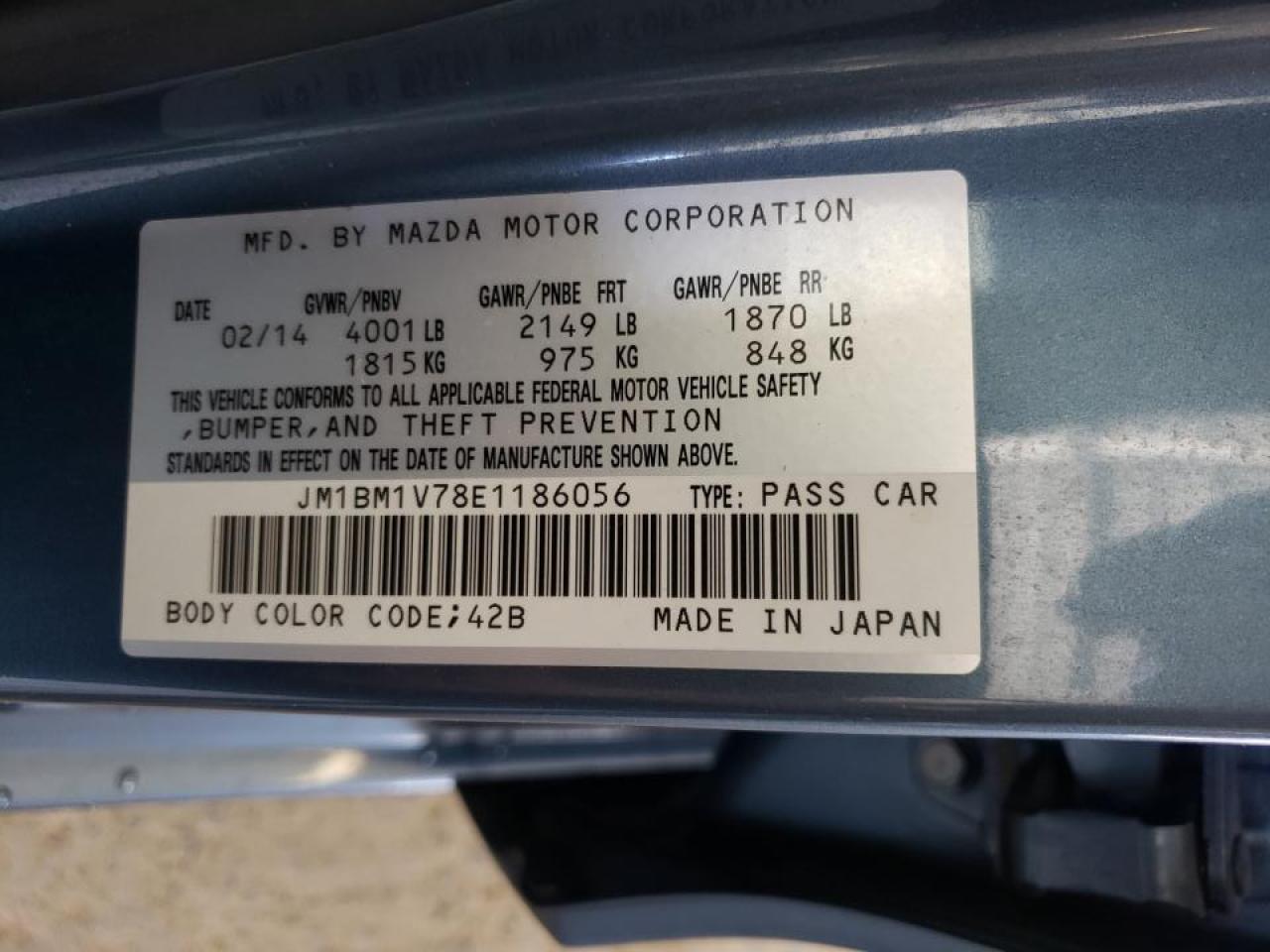 Photo 10 from auction – 2014 MAZDA 3 TOURING with VIN JM1BM1V78E1186056