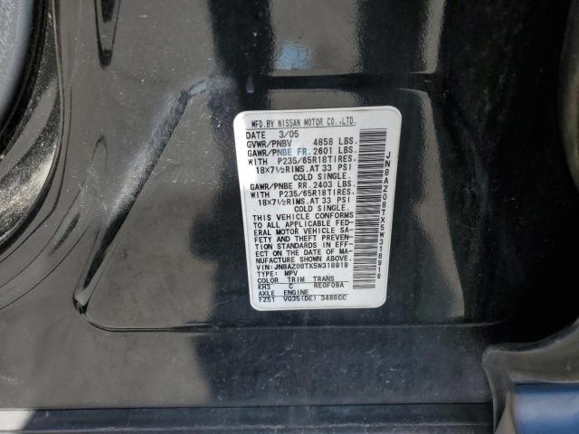 Photo 10 from auction – 2005 NISSAN MURANO SL with VIN JN8AZ08TX5W318919